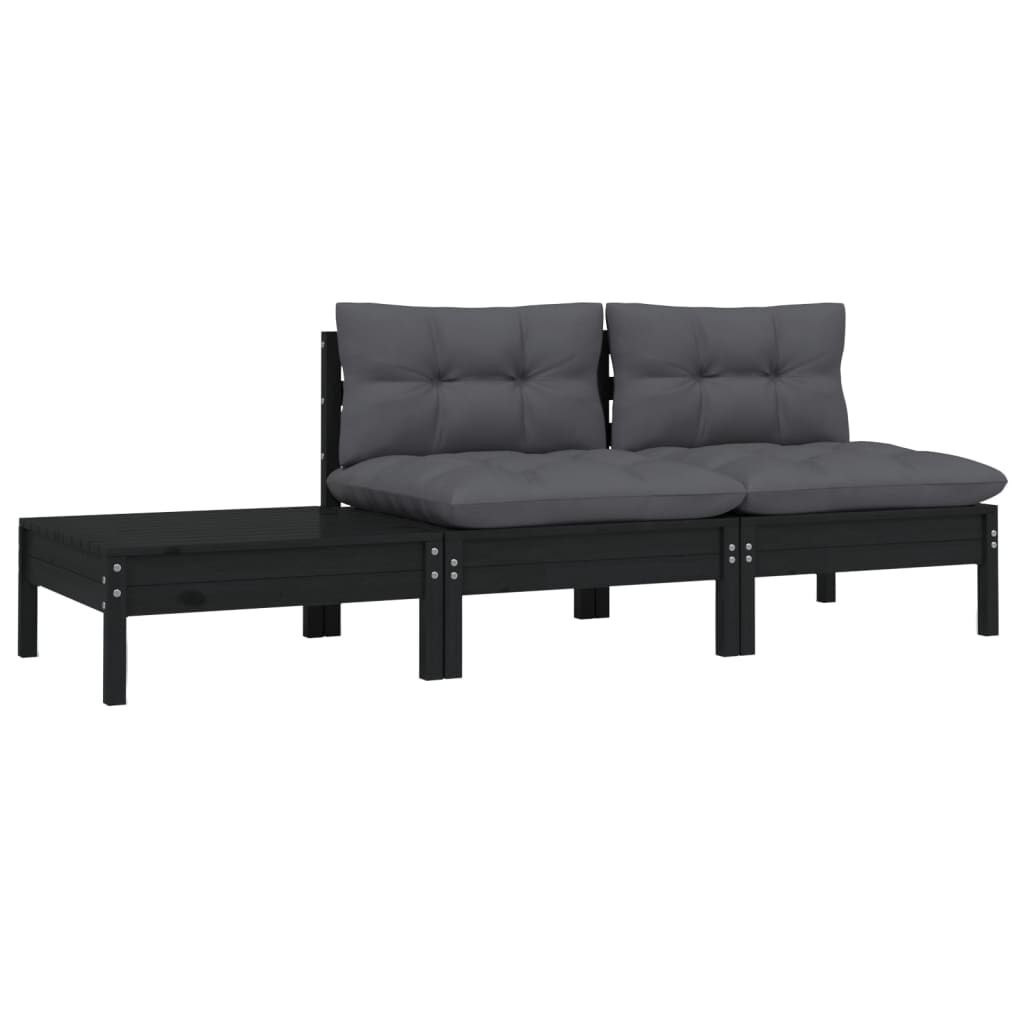 VidaXL Loungeset Grenenhout Zwart - 55% Korting!