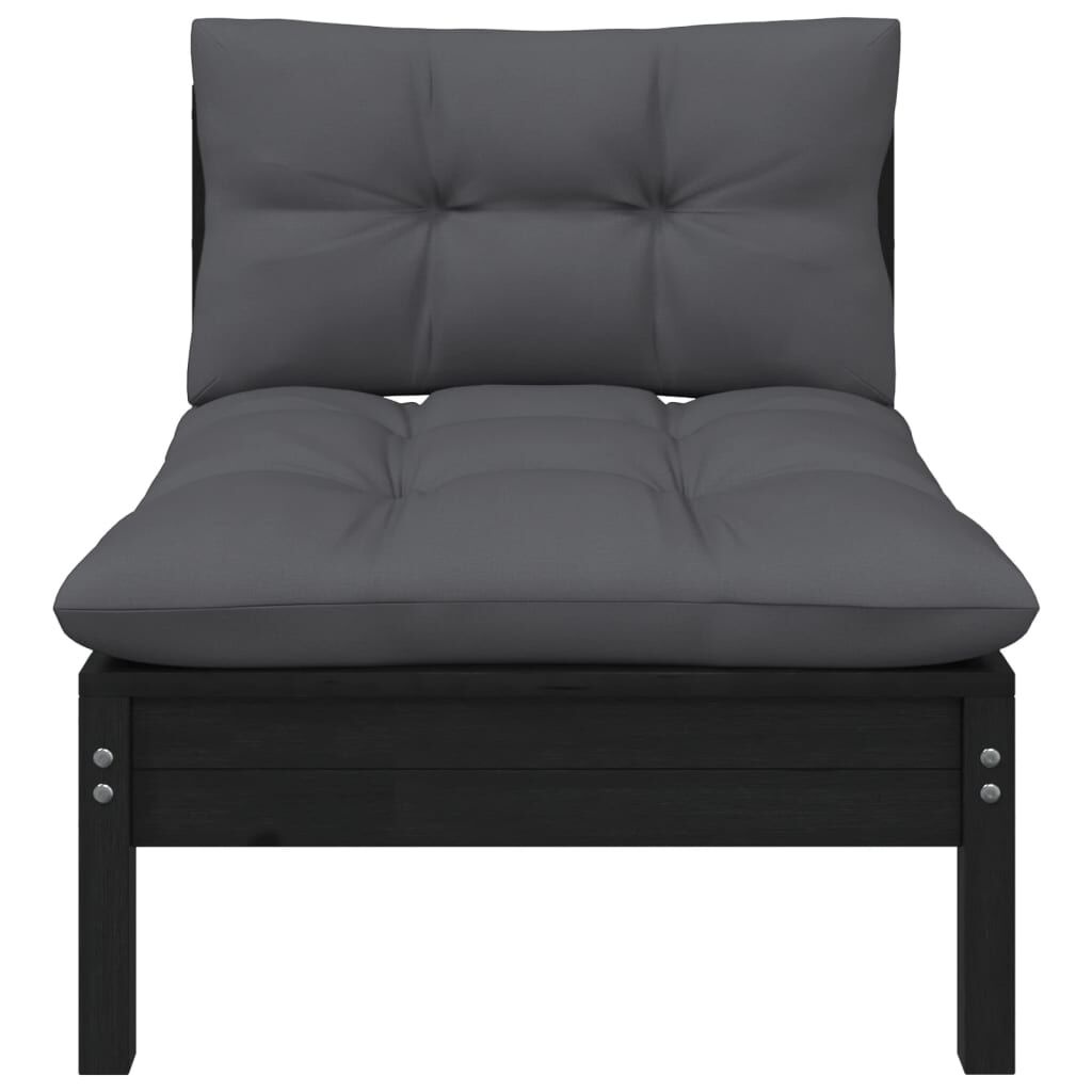 VidaXL Loungeset Grenenhout Zwart - 55% Korting!