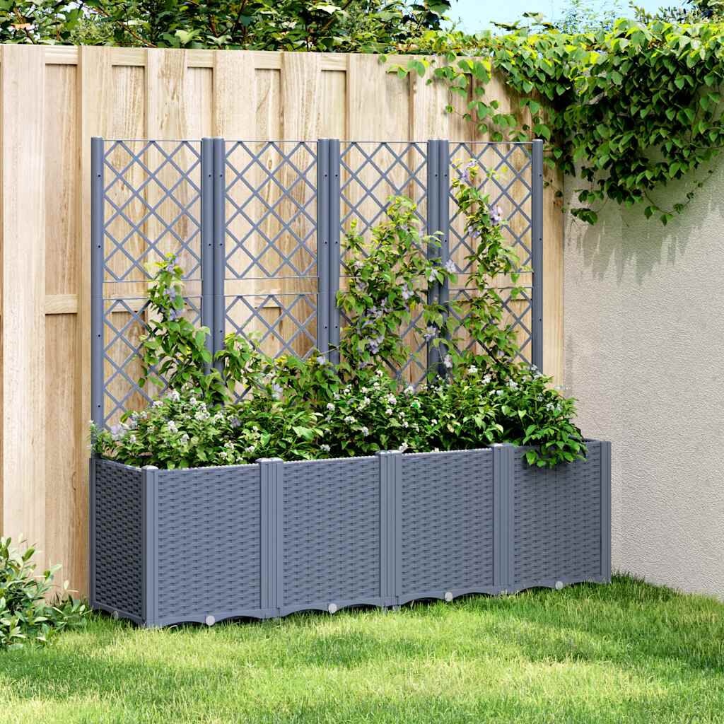 VidaXL Plantenbak met Latwerk Grijs - 45% Korting!