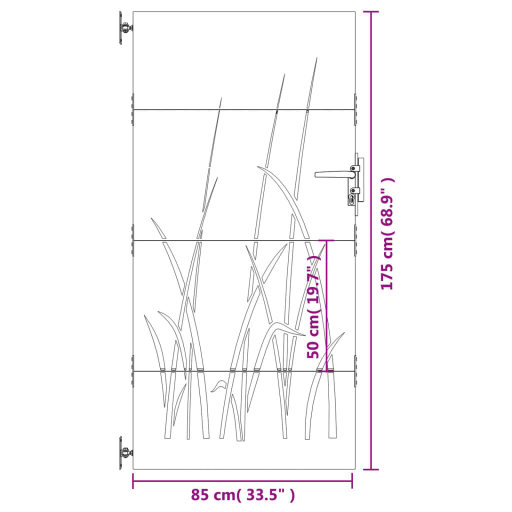 vidaXL Cortenstaal Poort 85x175cm Grasdesign -35%