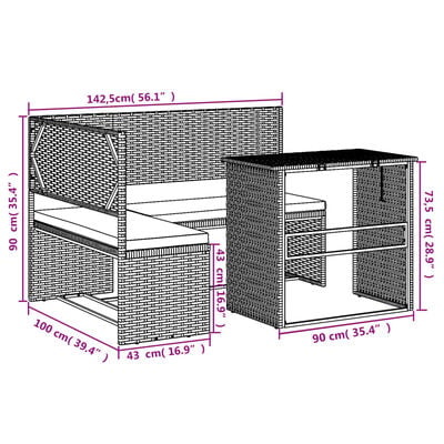 Tuinbank L-vormig met Tafel & Kussens Zwart - 45% Korting!