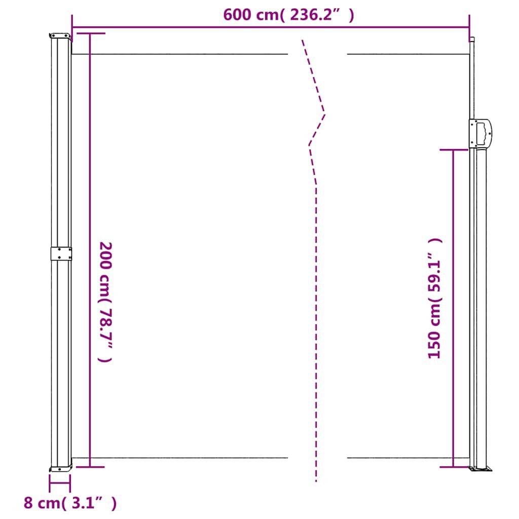 vidaXL Uittrekbaar Windscherm 200x600cm Antraciet - 35% Korting!