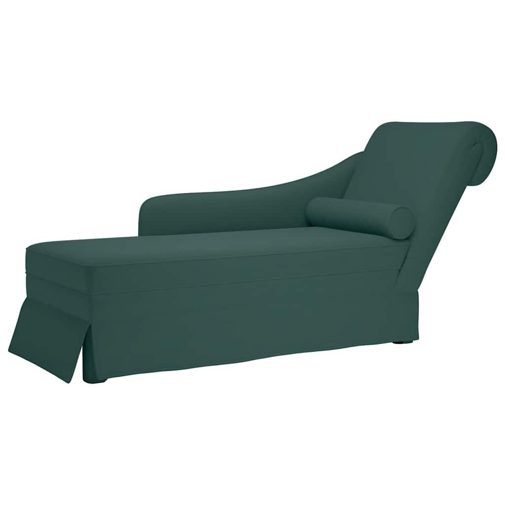 Chaise Longue Donkergroen Fluweel + Bolster -35% Korting!