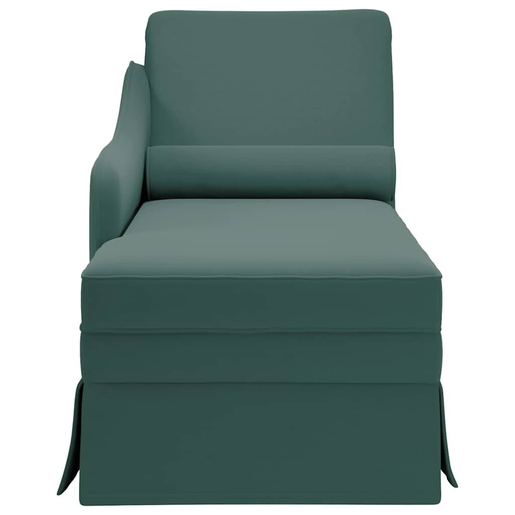 Chaise Longue Donkergroen Fluweel + Bolster -35% Korting!