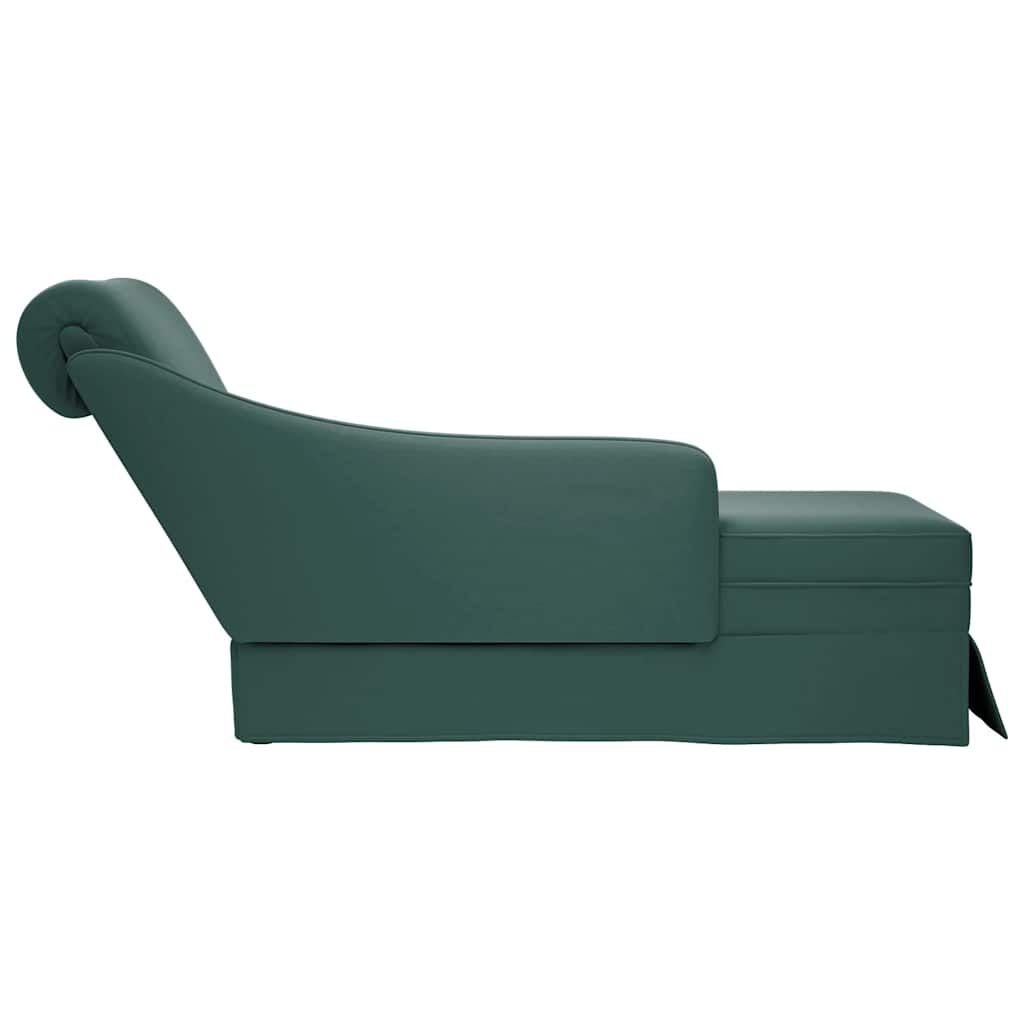 Chaise Longue Donkergroen Fluweel + Bolster -35% Korting!