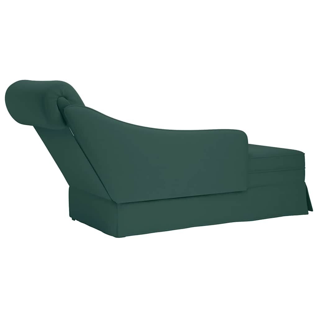 Chaise Longue Donkergroen Fluweel + Bolster -35% Korting!