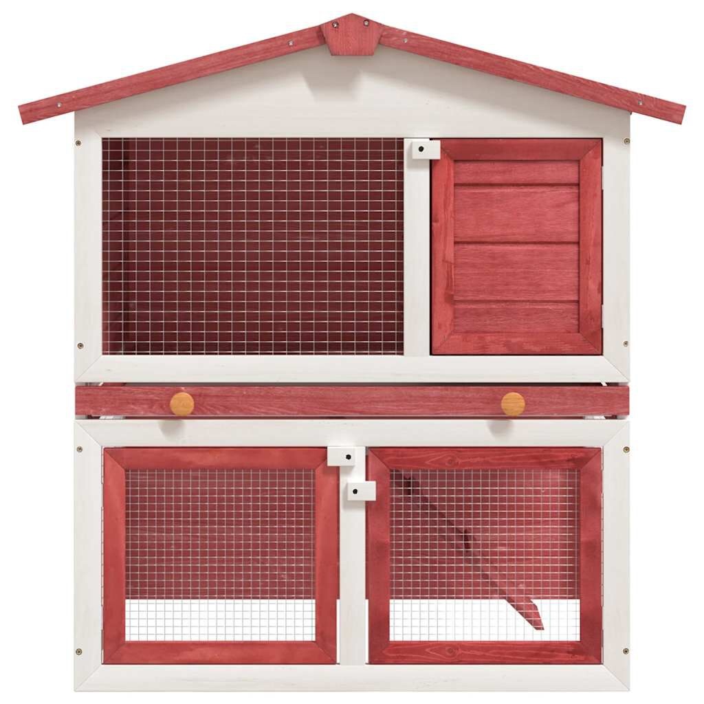 vidaXL Konijnenhok Rood - Buiten, 3 Deuren - 35% Korting!