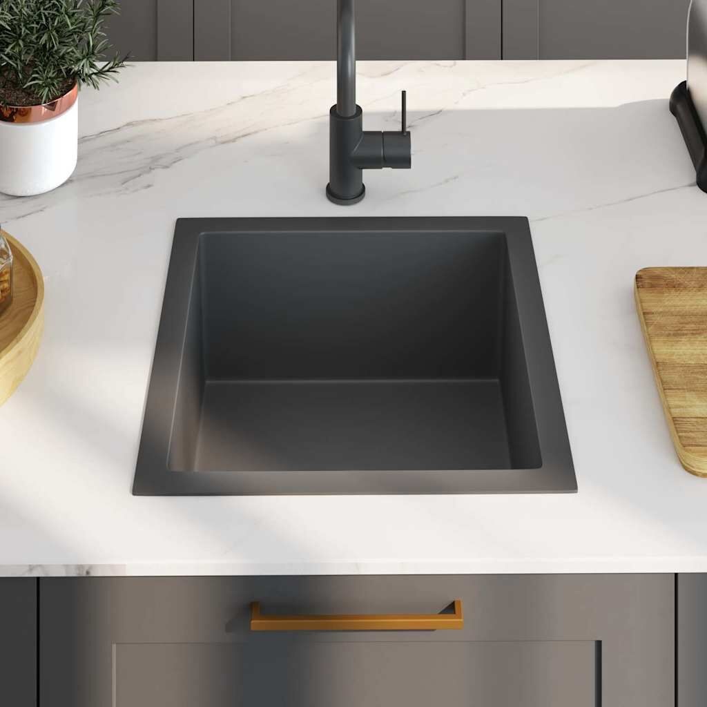 vidaXL Handgemaakte Zwarte RVS Gootsteen - 35% Korting!