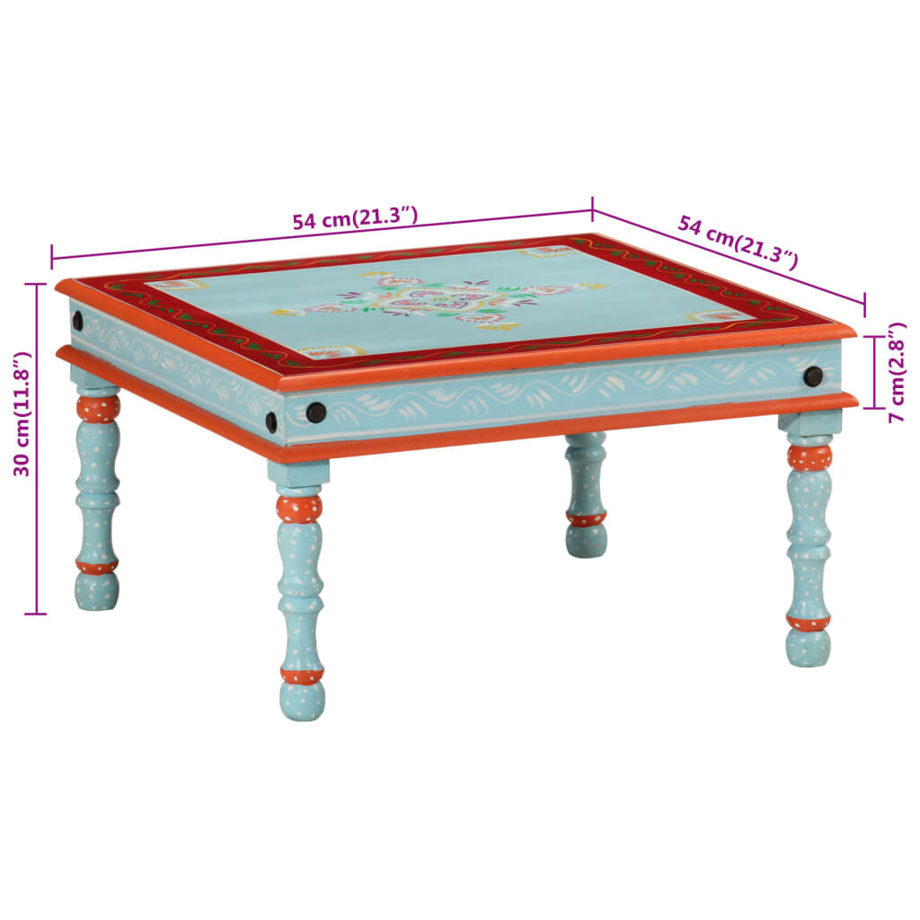 Salontafel Massief Mangohout Blauw Handgeschilderd - 35% Korting!