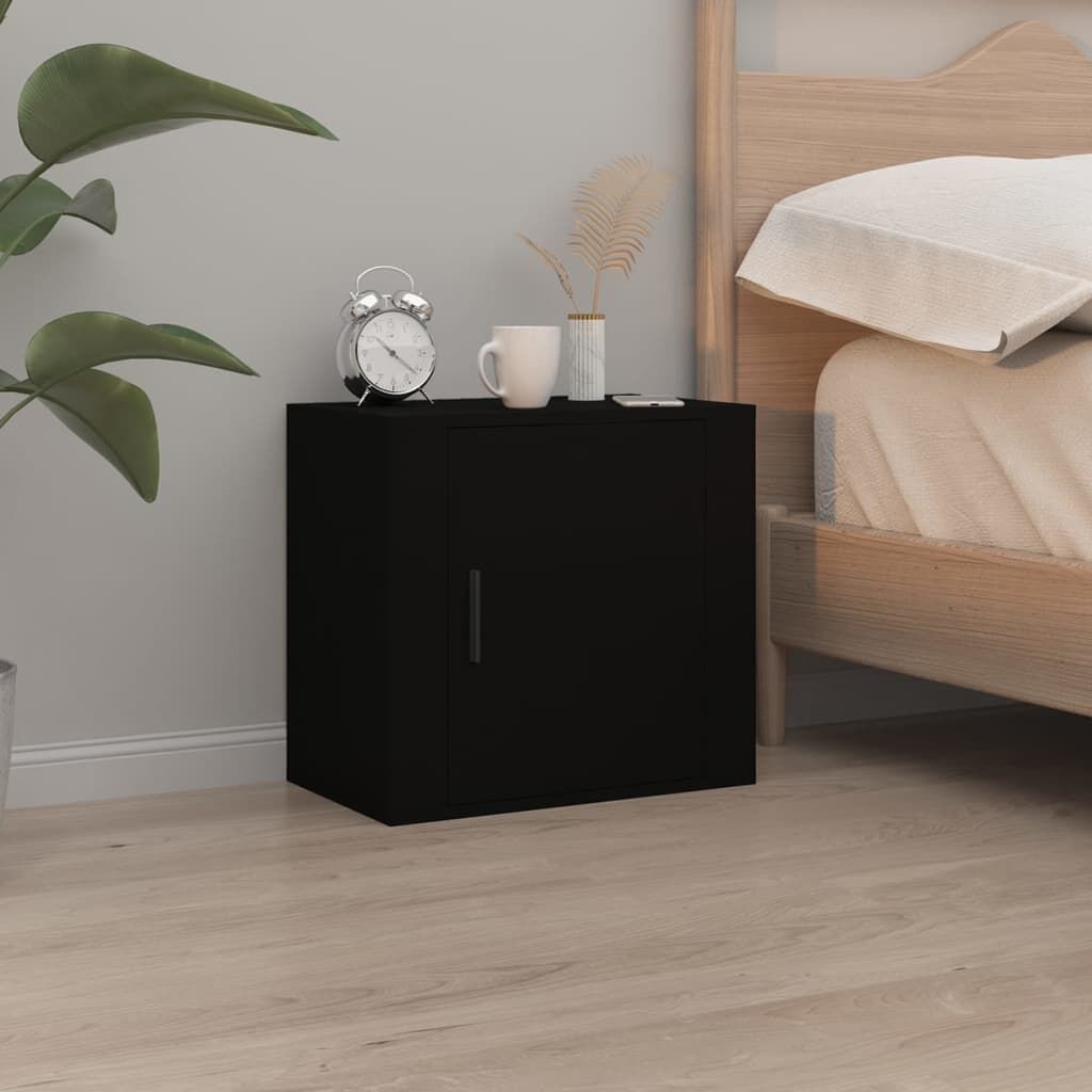 vidaXL Nachtkastje Zwart Wand -50x30x47cm - 35% Korting!
