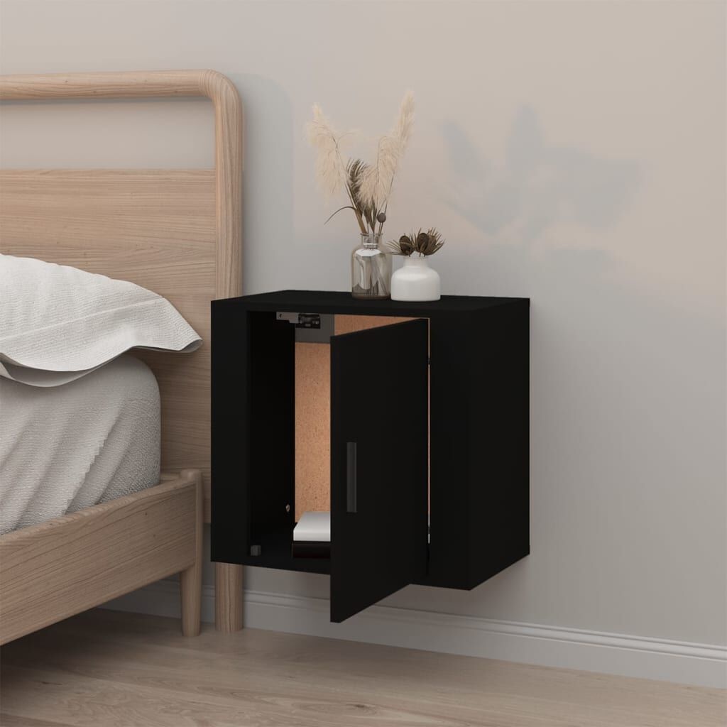 vidaXL Nachtkastje Zwart Wand -50x30x47cm - 35% Korting!