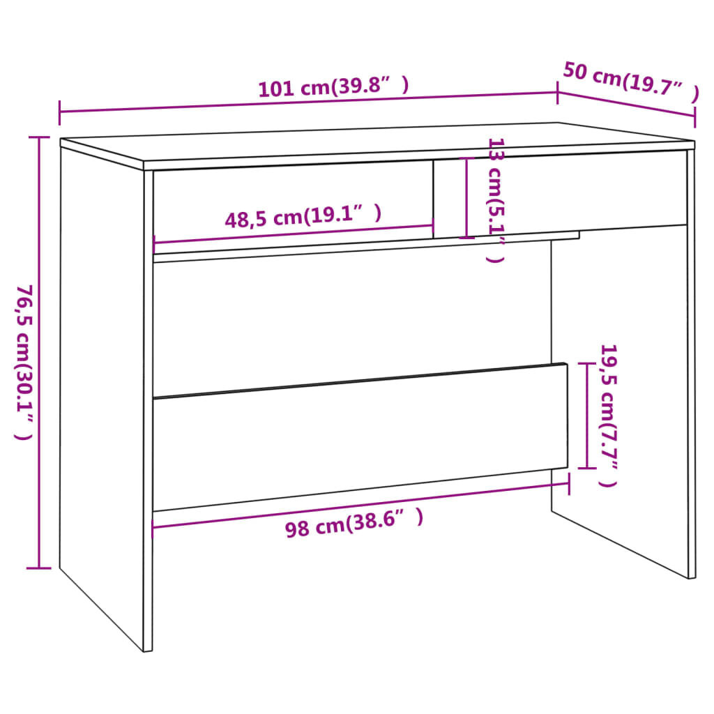 vidaXL Bureau Wit 101cm - Zo Goed Als Nieuw! 35% Korting