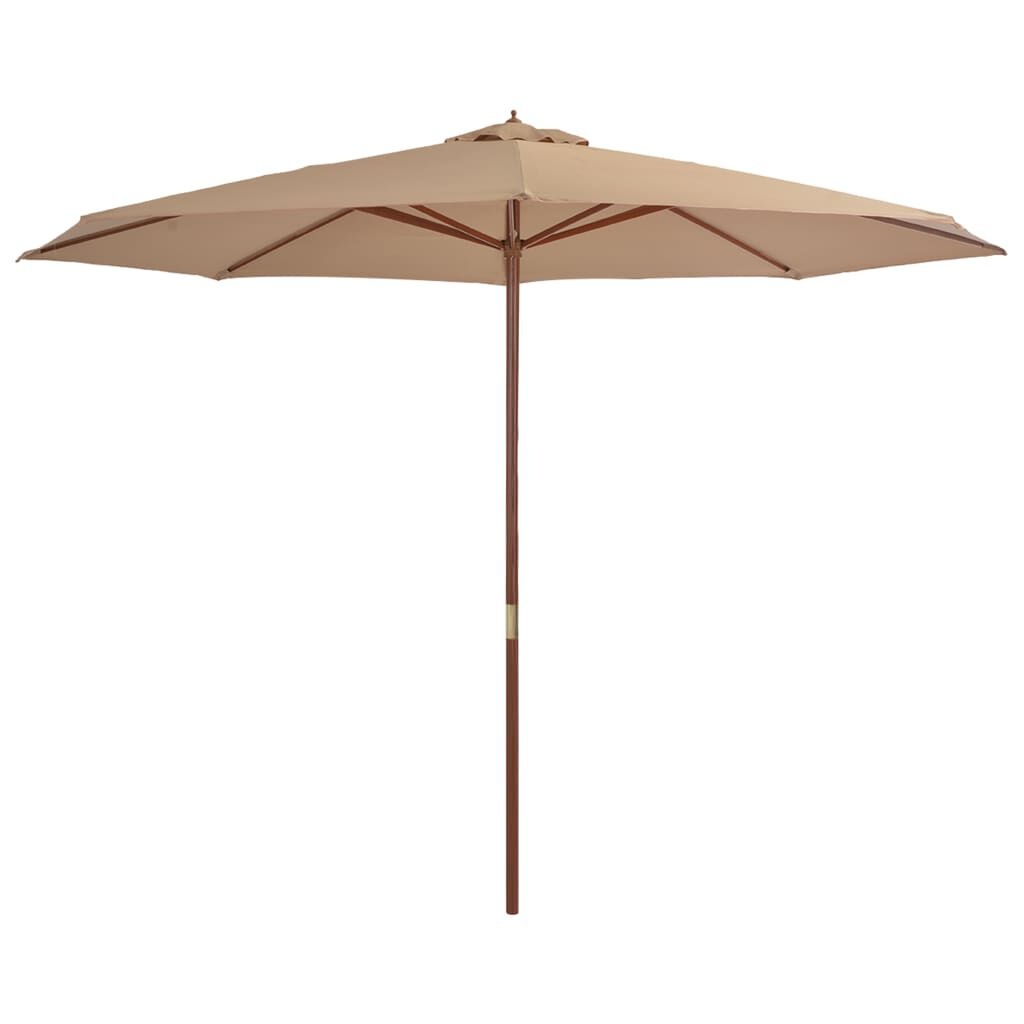 vidaXL Parasol 350cm Taupe - Houten Paal - 35% Korting!