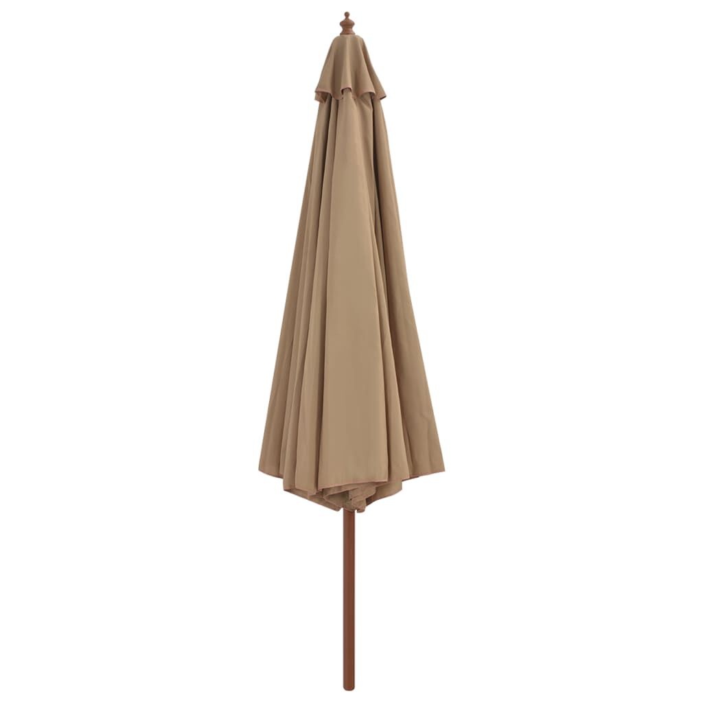 vidaXL Parasol 350cm Taupe - Houten Paal - 35% Korting!