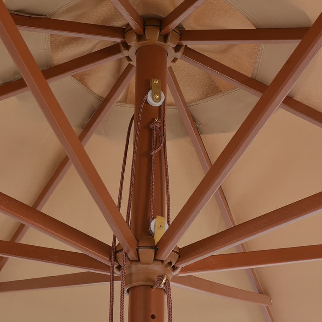 vidaXL Parasol 350cm Taupe - Houten Paal - 35% Korting!