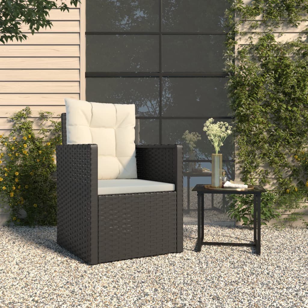 Tuinstoel Poly Rattan Zwart met Kussens - 35% Korting!