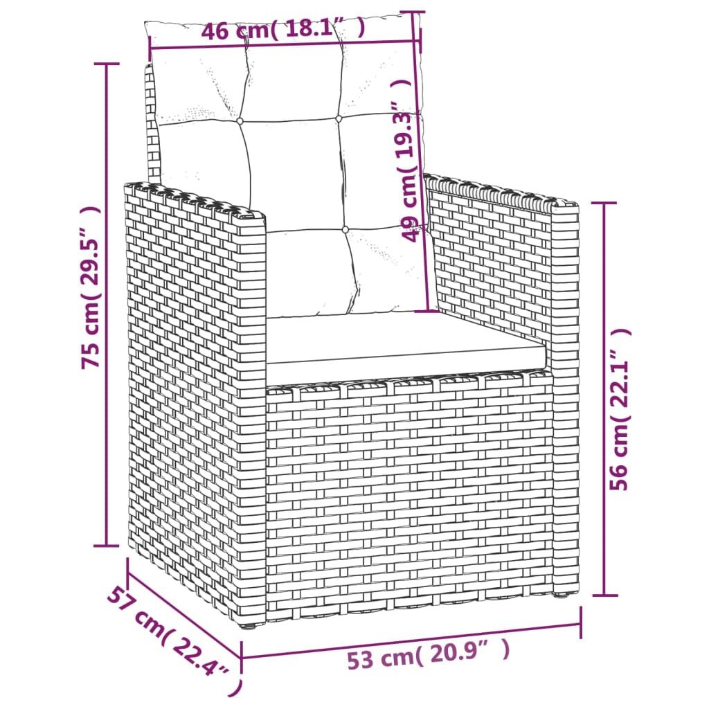Tuinstoel Poly Rattan Zwart met Kussens - 35% Korting!
