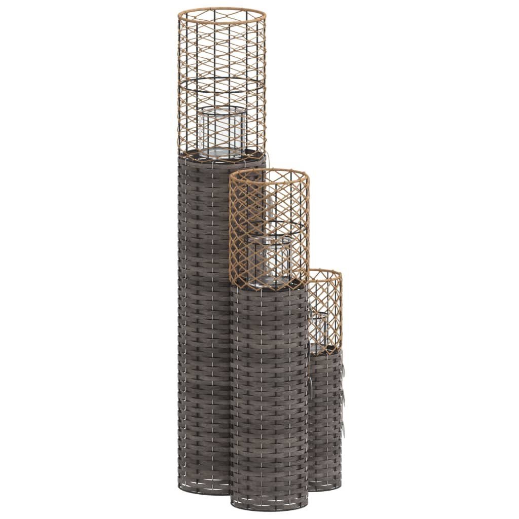 vidaXL Kaarsenhouders Wicker Grijs, 3 stuks -55% Korting!