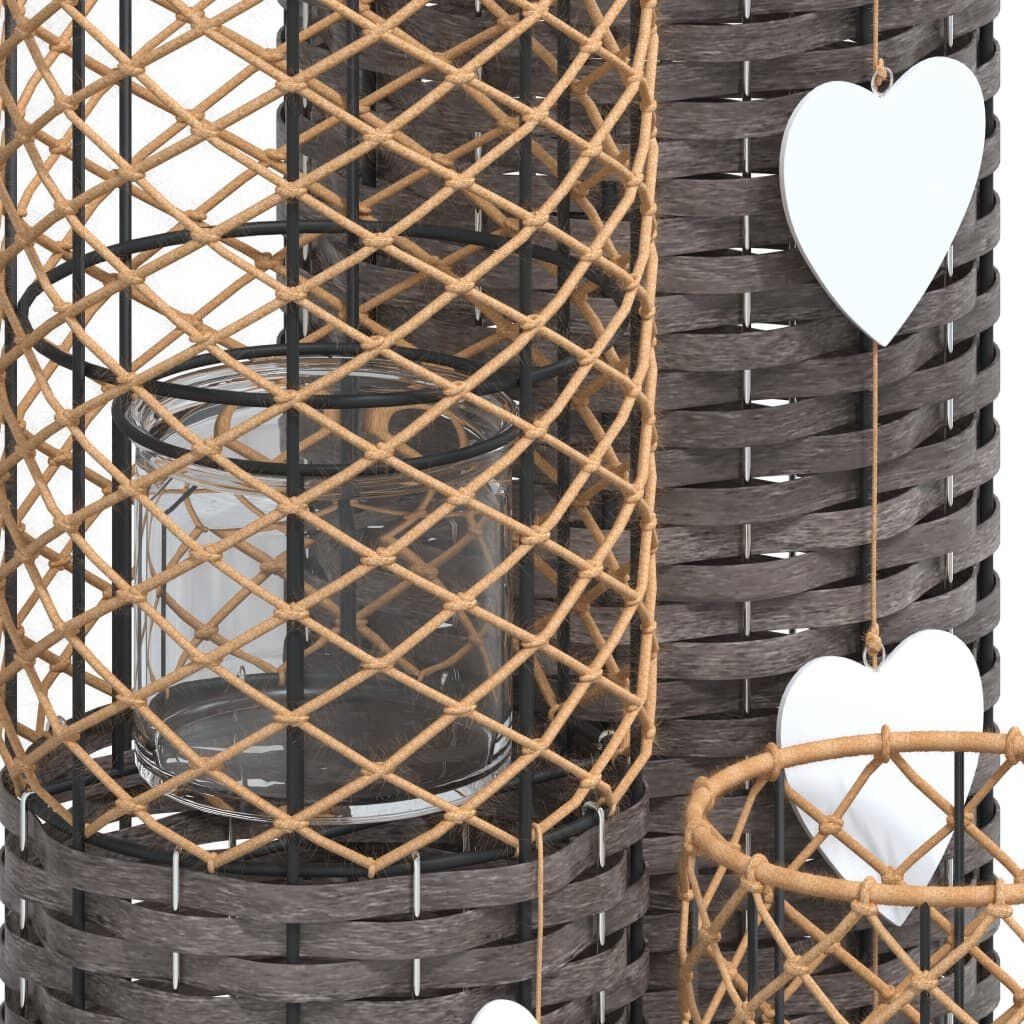 vidaXL Kaarsenhouders Wicker Grijs, 3 stuks -55% Korting!
