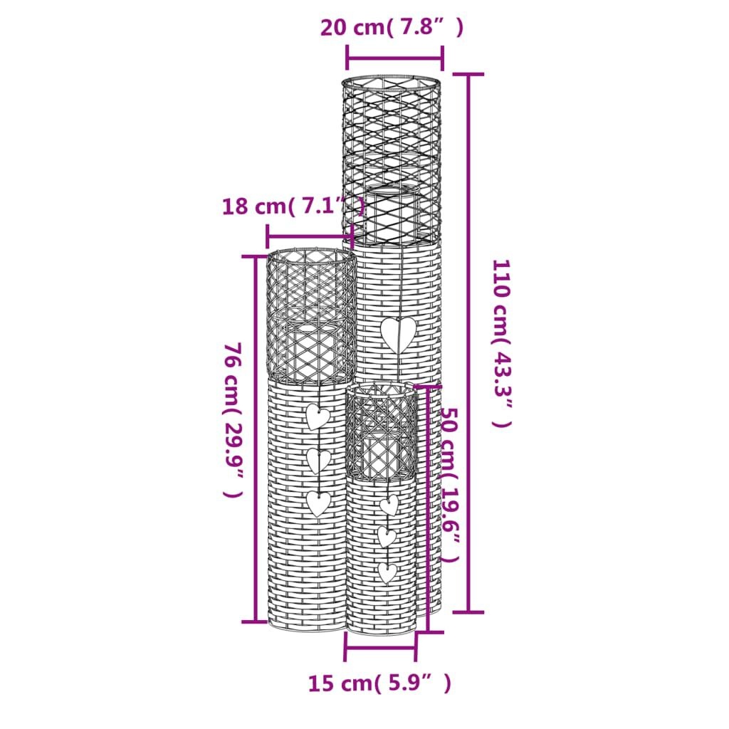 vidaXL Kaarsenhouders Wicker Grijs, 3 stuks -55% Korting!