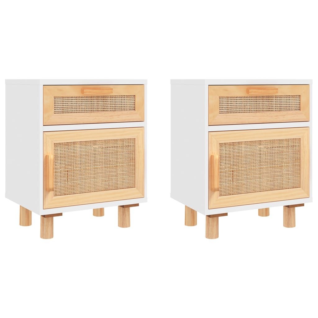 VidaXL Nachtkastjes (2x) Grenenhout/Rattan Wit -35%!
