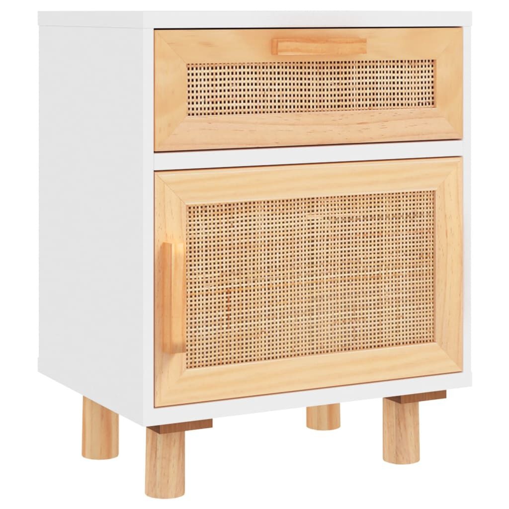 VidaXL Nachtkastjes (2x) Grenenhout/Rattan Wit -35%!