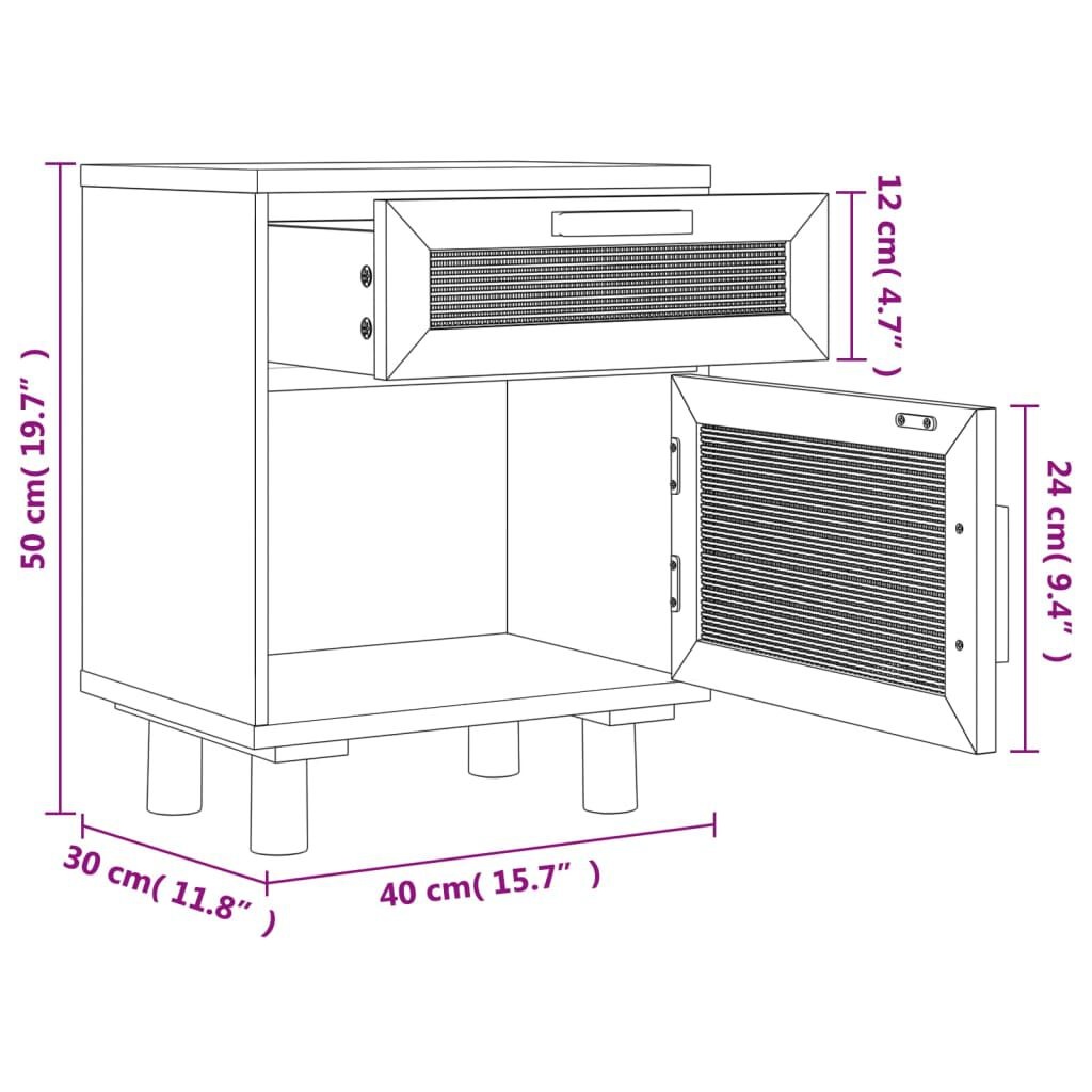 VidaXL Nachtkastjes (2x) Grenenhout/Rattan Wit -35%!