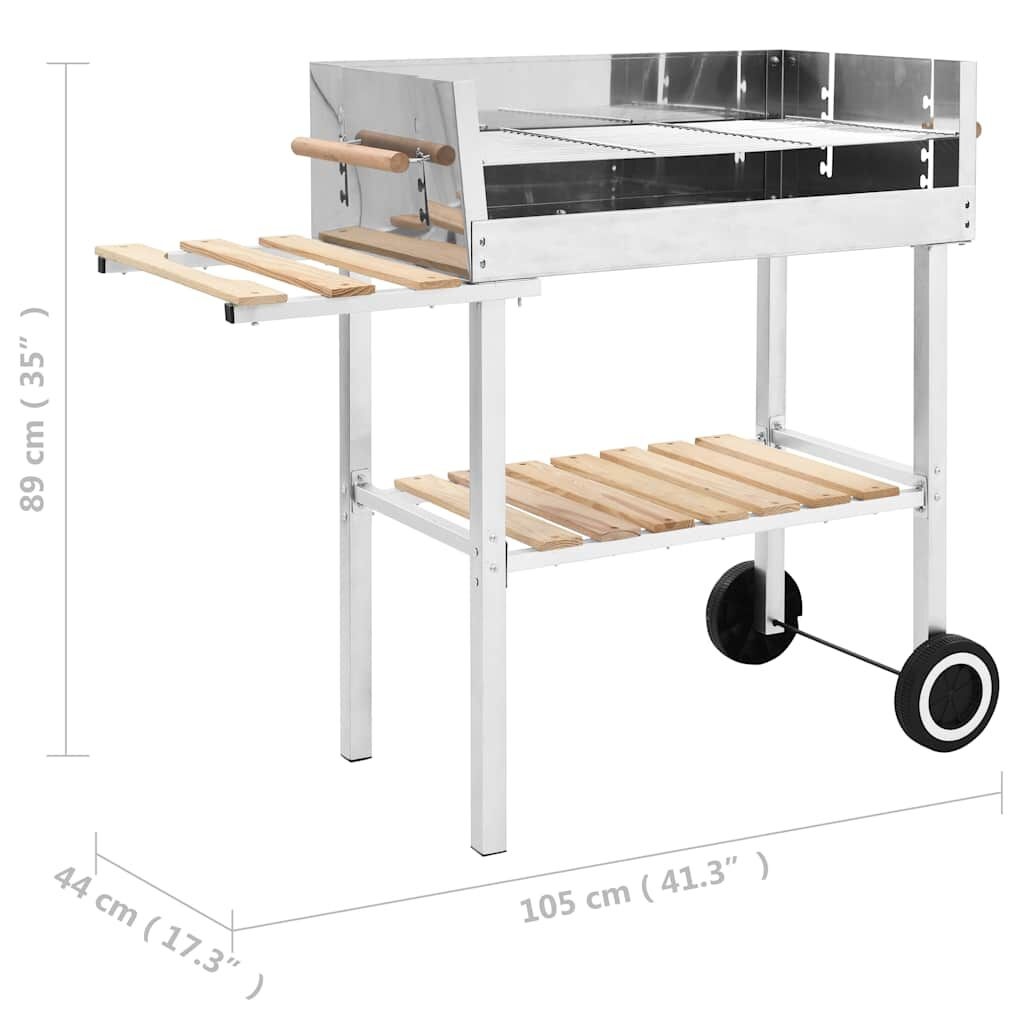 VidaXL BBQ Trolley RVS - XXL Houtskool - 35% Korting!