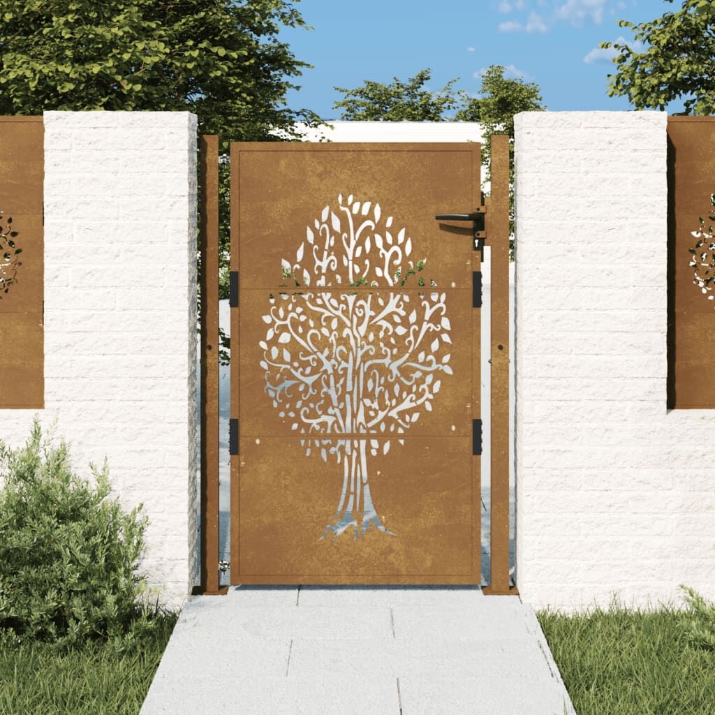 vidaXL Poort Cortenstaal Boomdesign 105x155cm - 50% Korting!