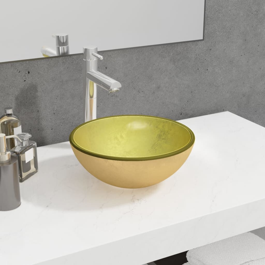 vidaXL Gouden Glas Wasbak 30cm - Beschadigd - 62% Korting!