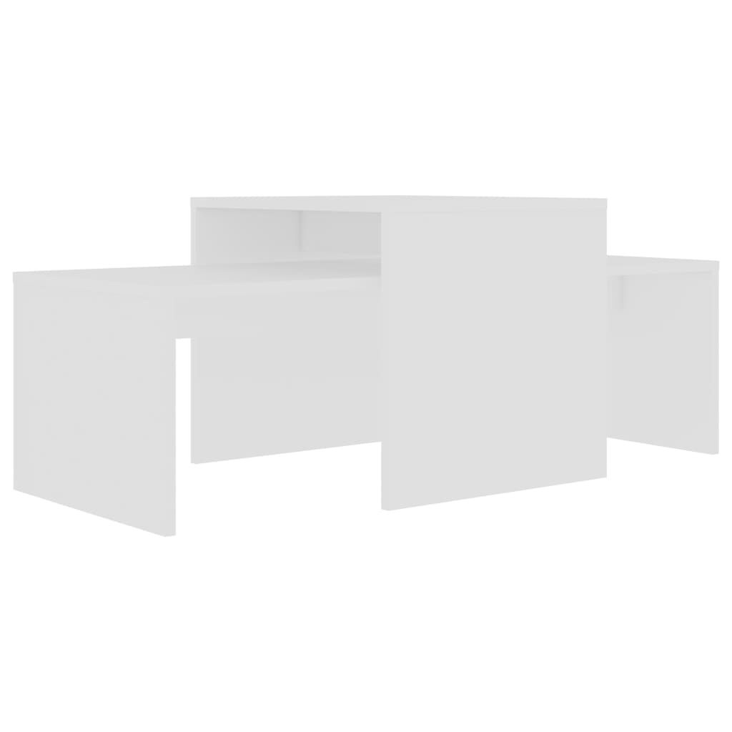 Salontafelset Wit Bewerkt Hout - 100x48x40cm - Nu 35% Korting!