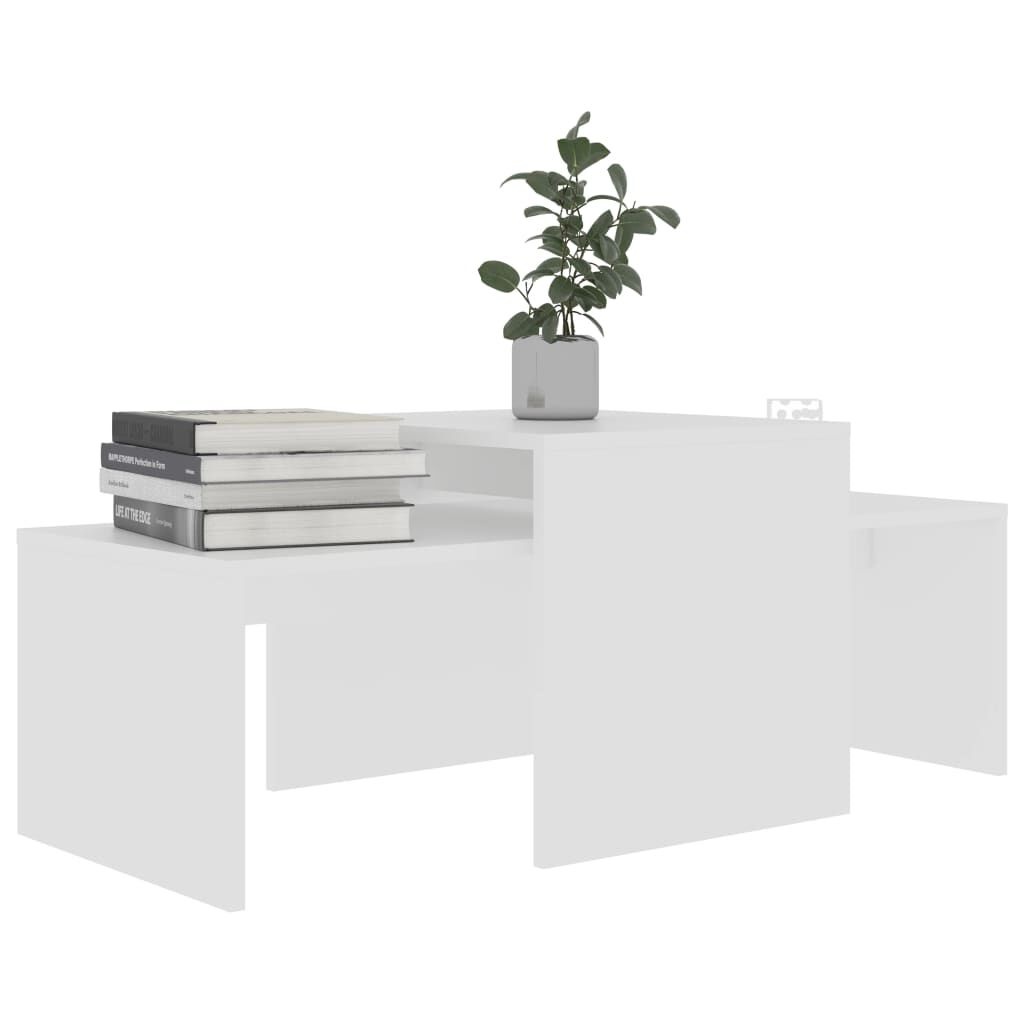 Salontafelset Wit Bewerkt Hout - 100x48x40cm - Nu 35% Korting!