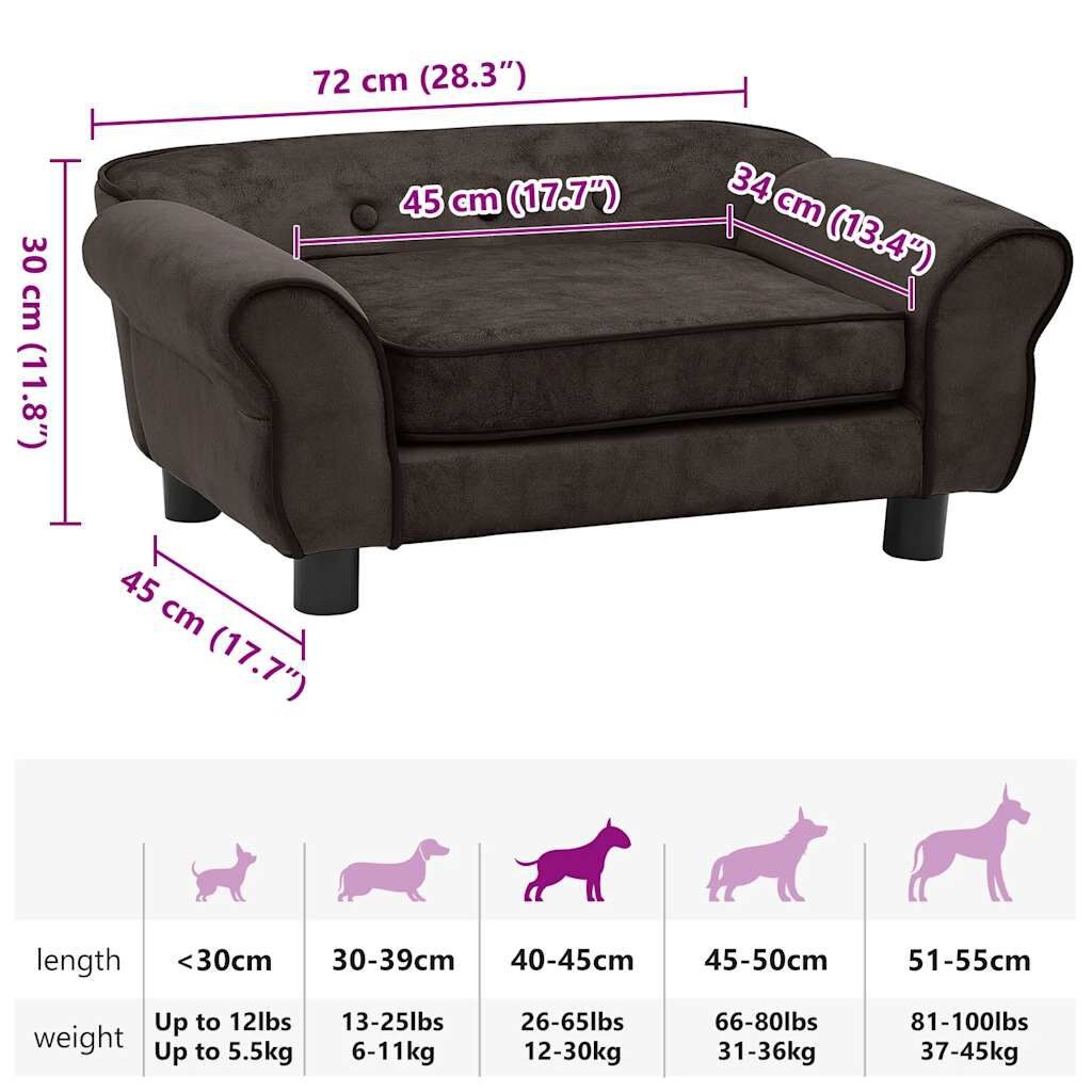 VidaXL Hondenbank Bruin Pluche - 72cm - 35% Korting!