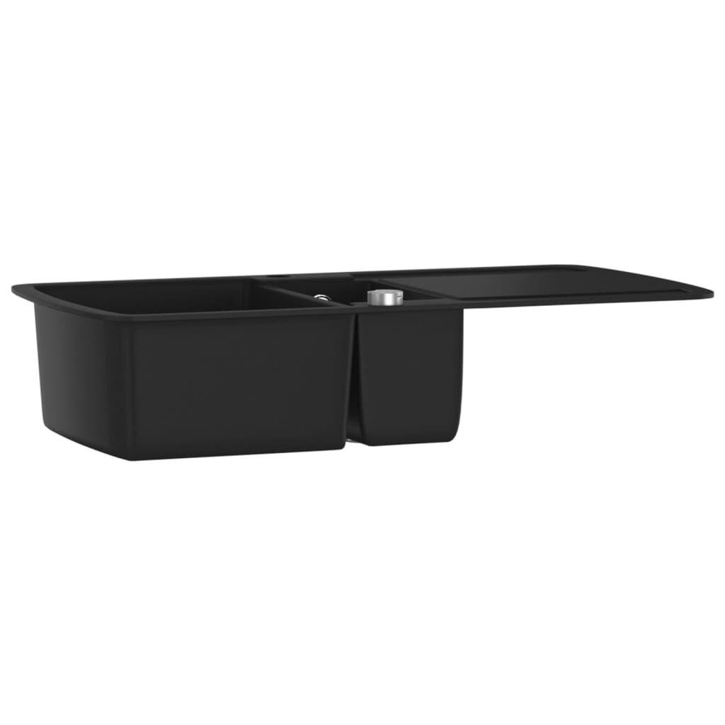 vidaXL Granieten Spoelbak Zwart Dubbel - 35% Korting!