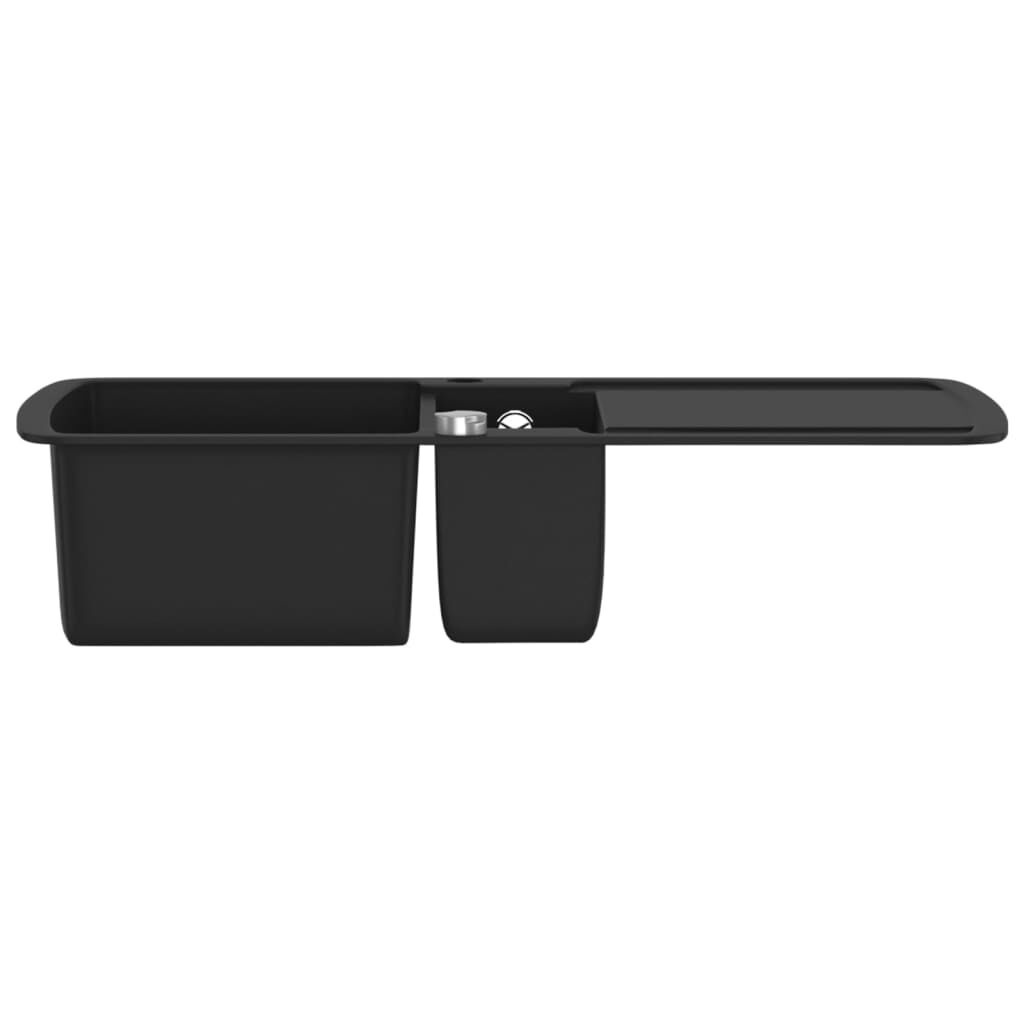 vidaXL Granieten Spoelbak Zwart Dubbel - 35% Korting!