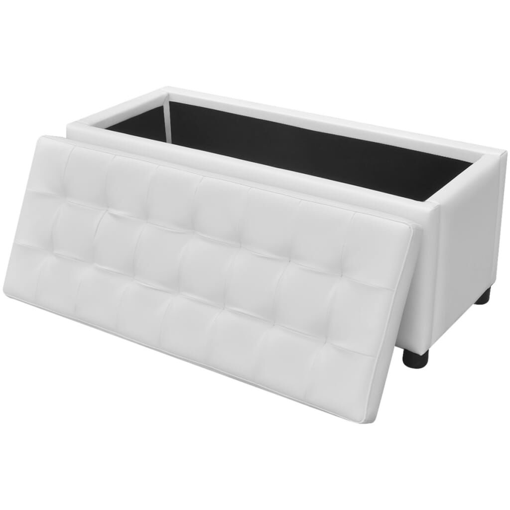vidaXL Opberghocker Wit Kunstleer - 35% Korting!