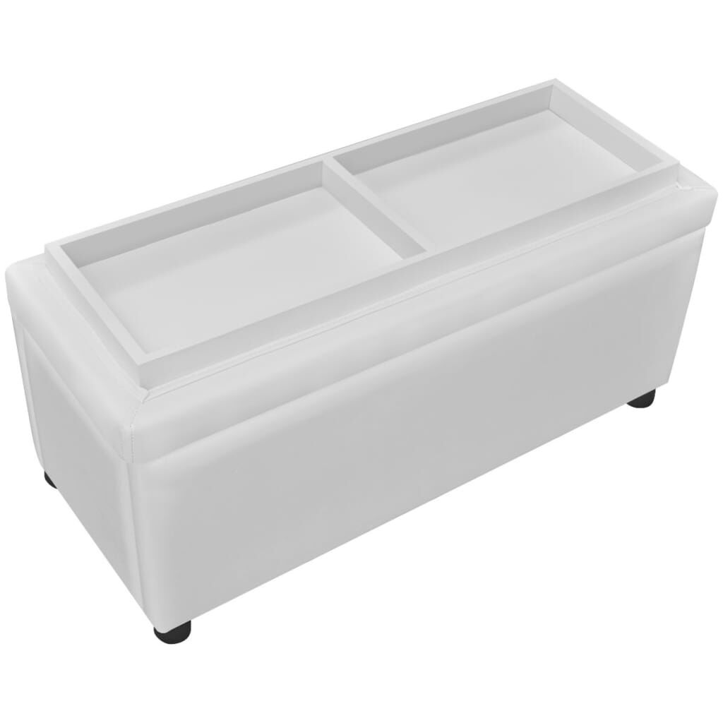 vidaXL Opberghocker Wit Kunstleer - 35% Korting!