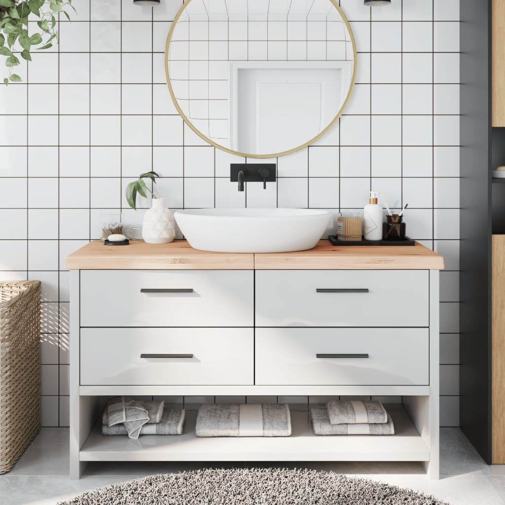 vidaXL Wastafelblad Eiken 140cm - 35% Korting! Massief Hout
