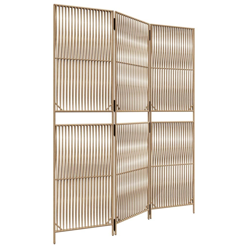 Kamerscherm 3 Panelen Beige Poly Rattan - 35% Korting!