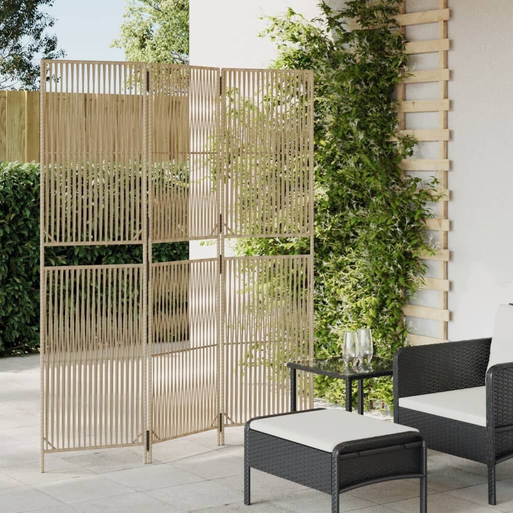 Kamerscherm 3 Panelen Beige Poly Rattan - 35% Korting!