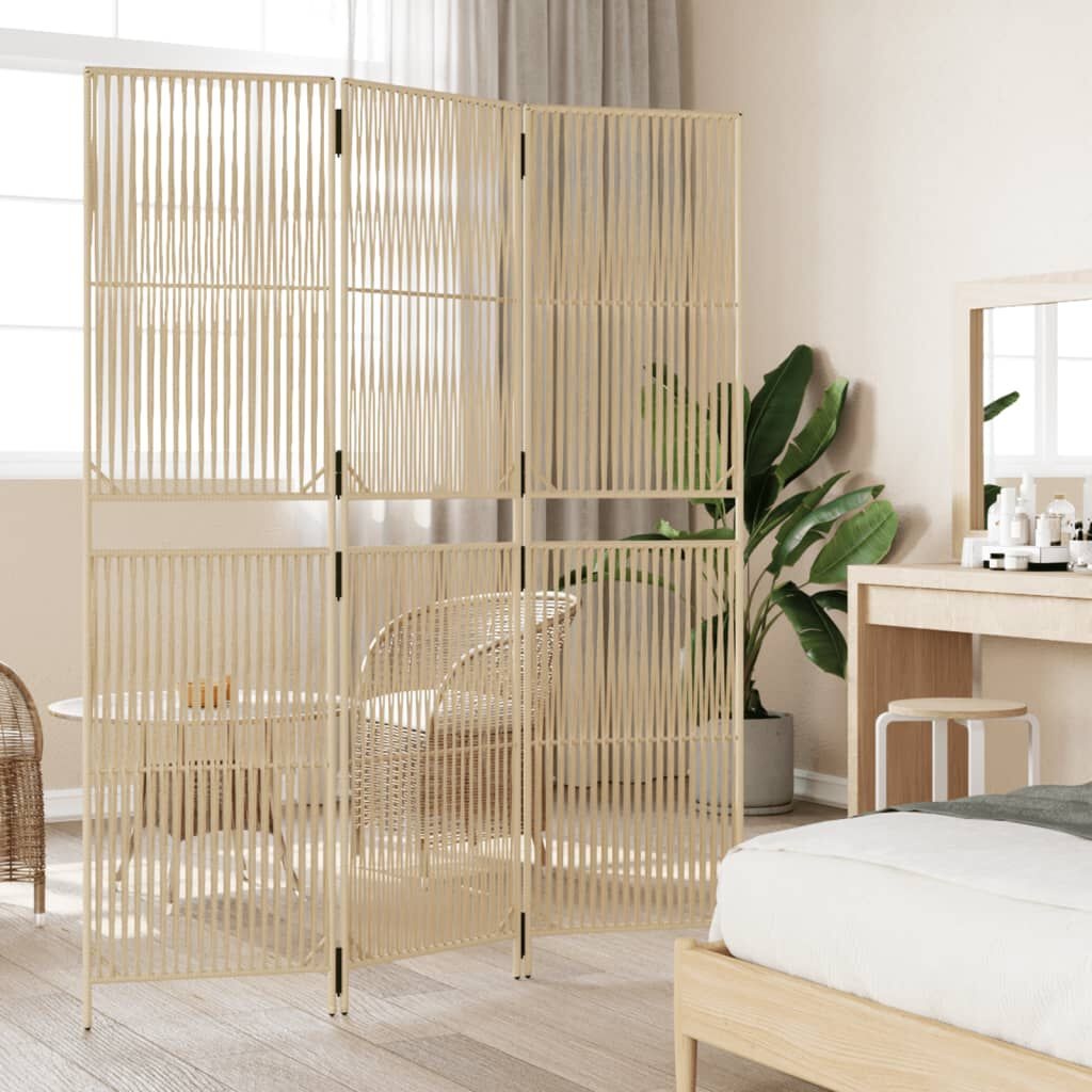 Kamerscherm 3 Panelen Beige Poly Rattan - 35% Korting!