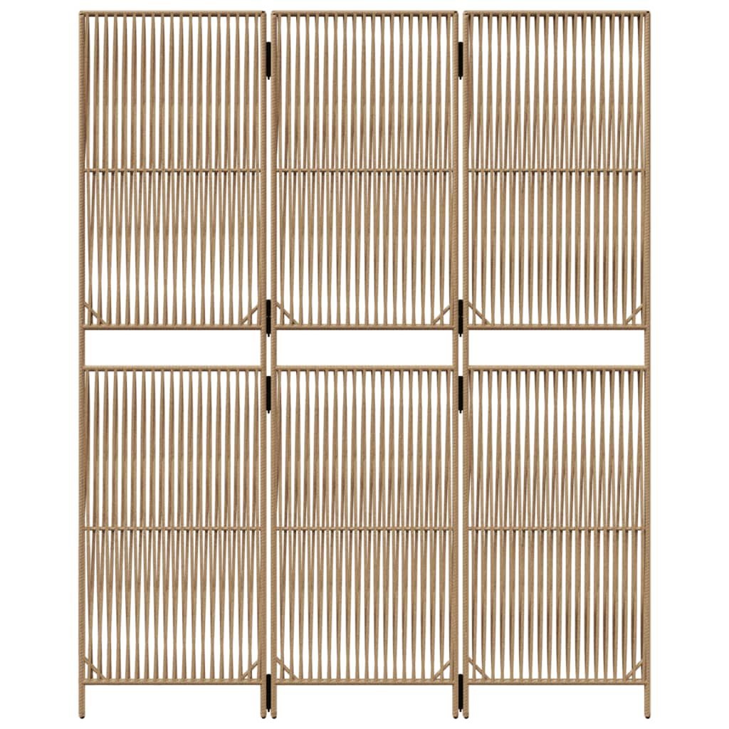 Kamerscherm 3 Panelen Beige Poly Rattan - 35% Korting!