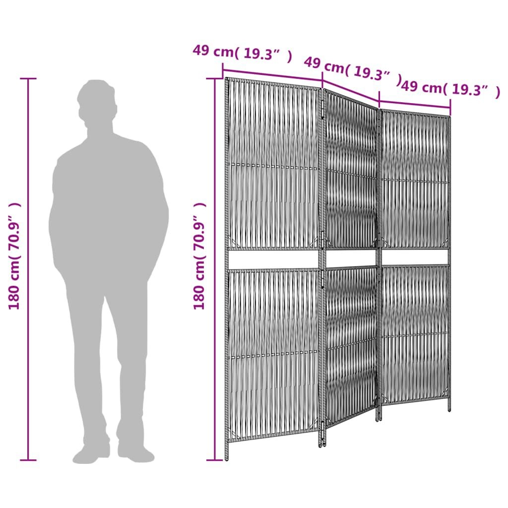 Kamerscherm 3 Panelen Beige Poly Rattan - 35% Korting!