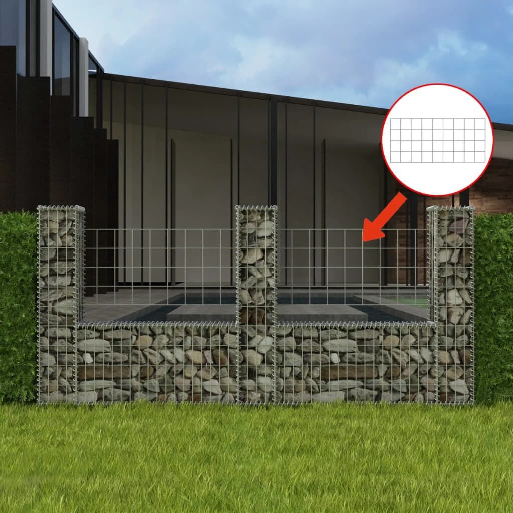 vidaXL Gabion Mand U-Vorm 240x20x100cm - 35% Korting!