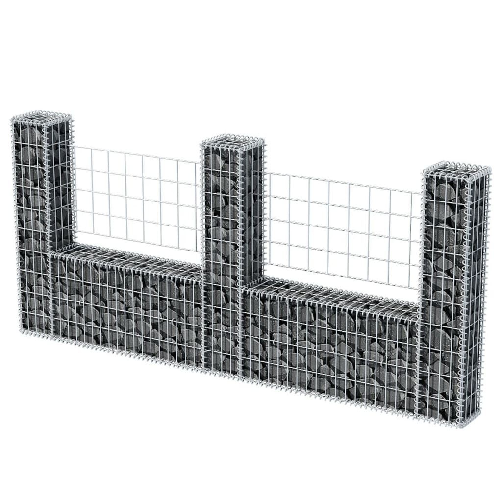 vidaXL Gabion Mand U-Vorm 240x20x100cm - 35% Korting!