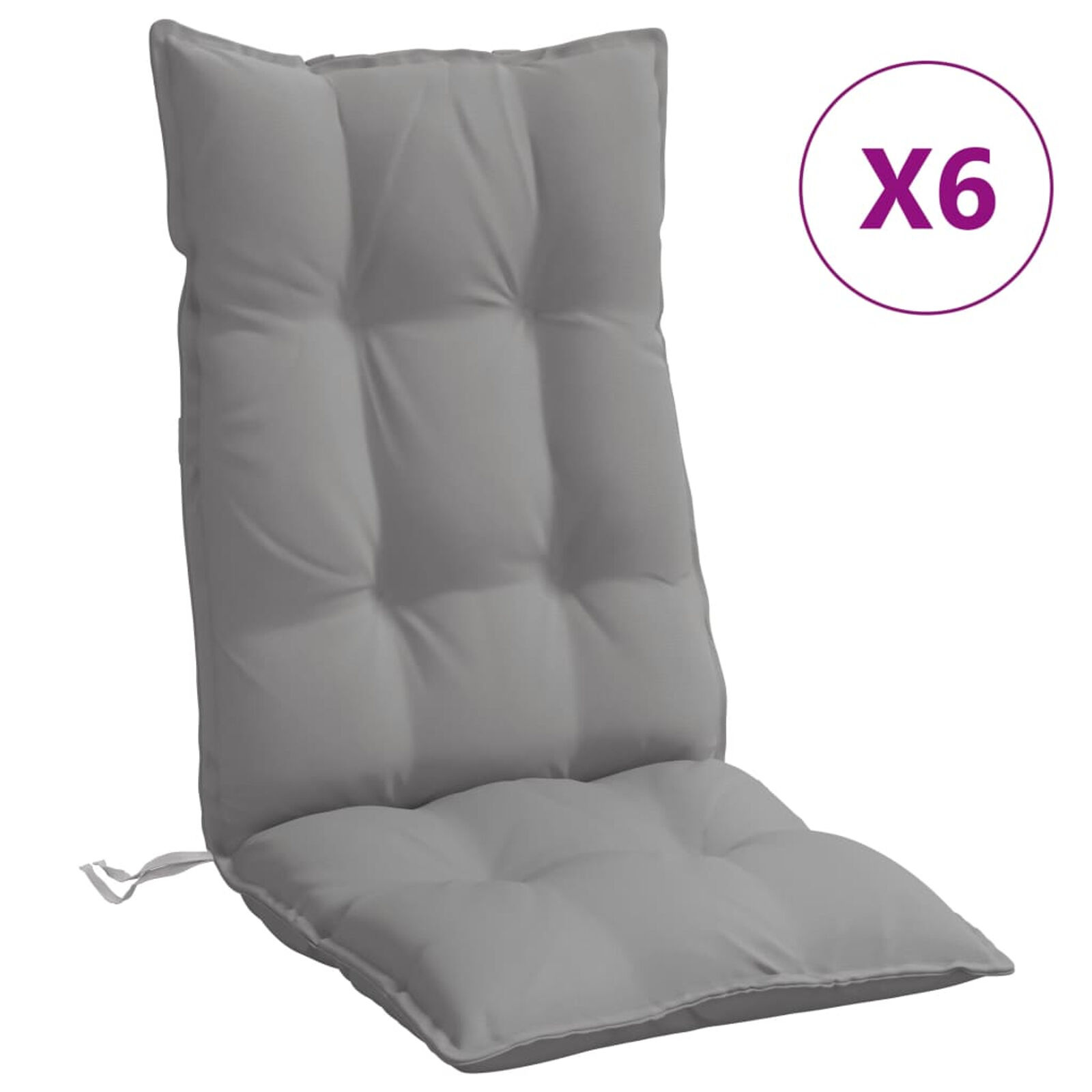 vidaXL Stoelkussens Hoge Rug, 6 st. Grijs - 45% Korting!