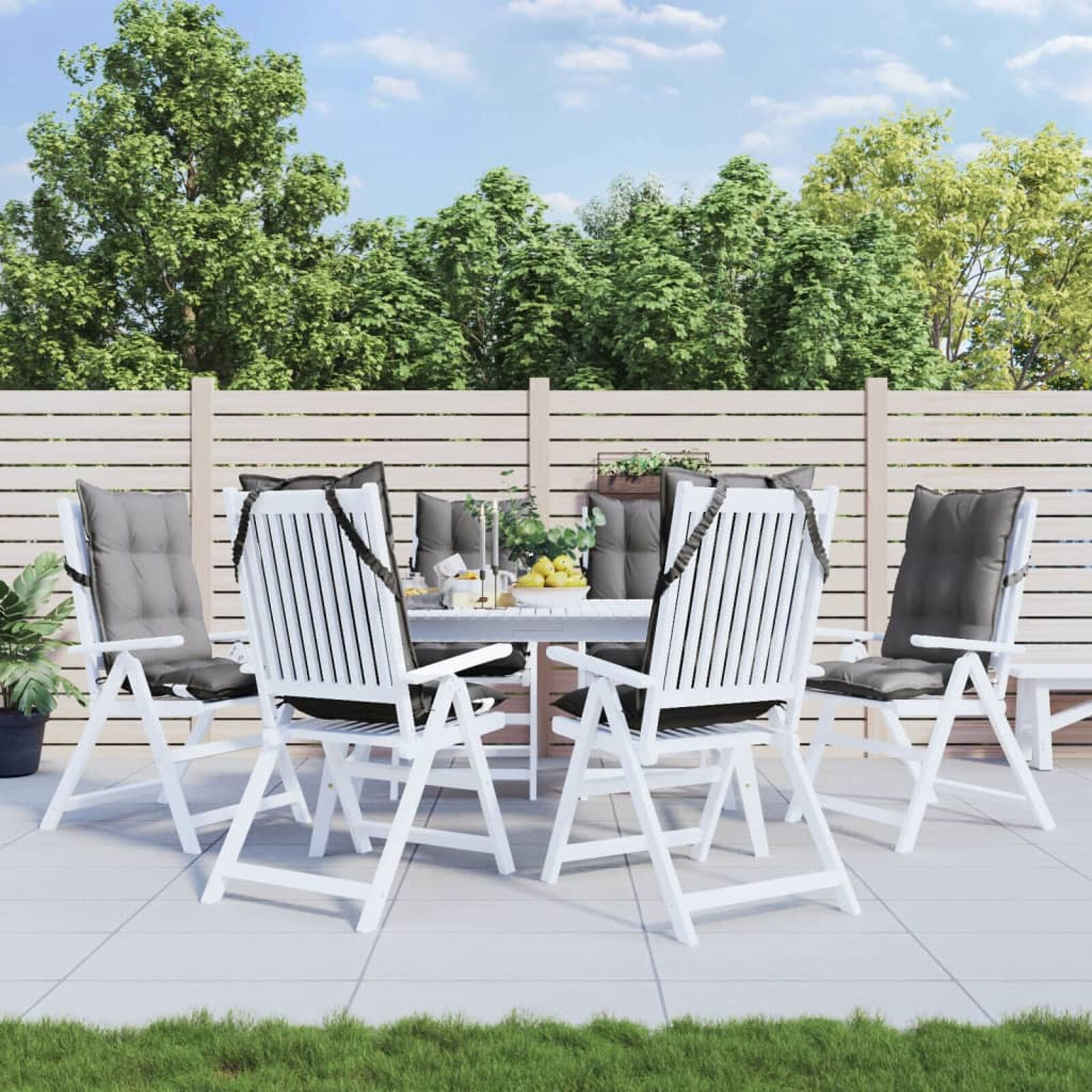 vidaXL Stoelkussens Hoge Rug, 6 st. Grijs - 45% Korting!