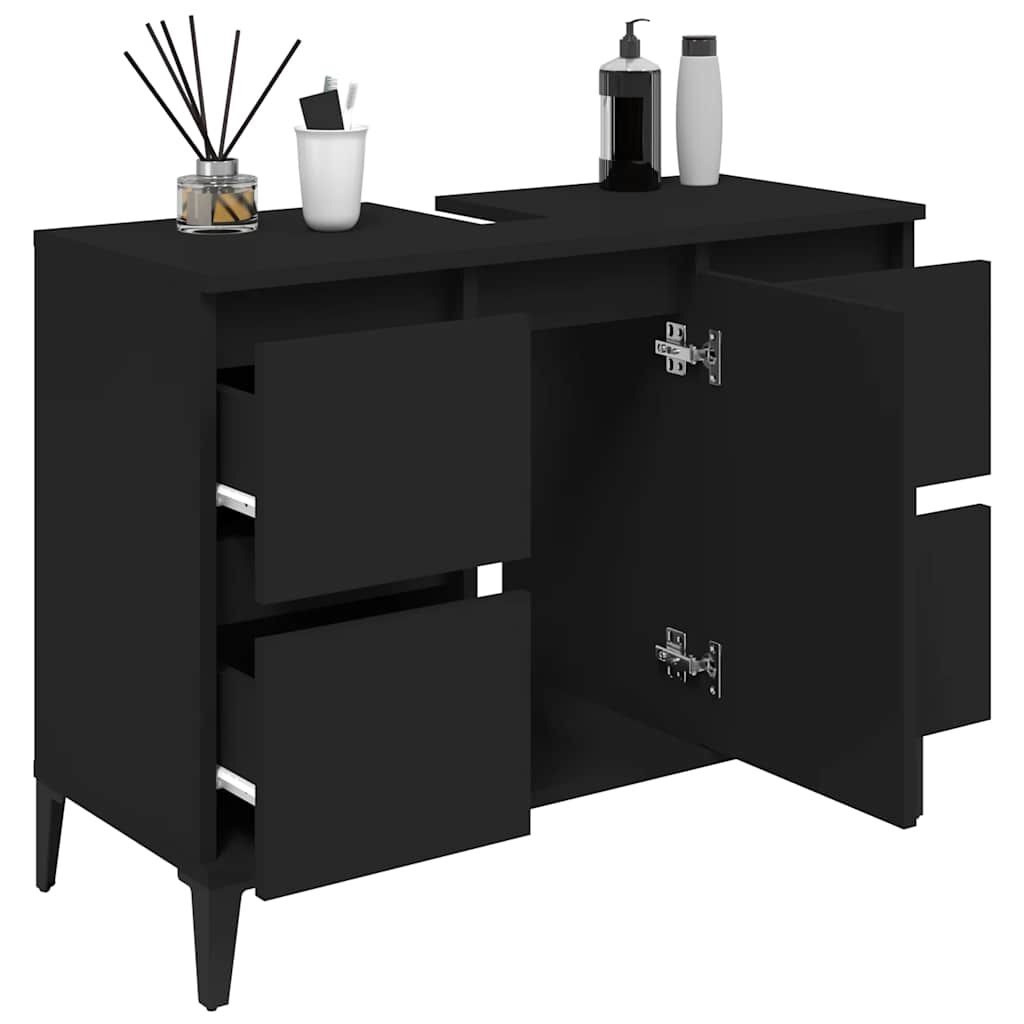 vidaXL Wastafelkast Zwart 80cm - 60% Korting! (Retour)