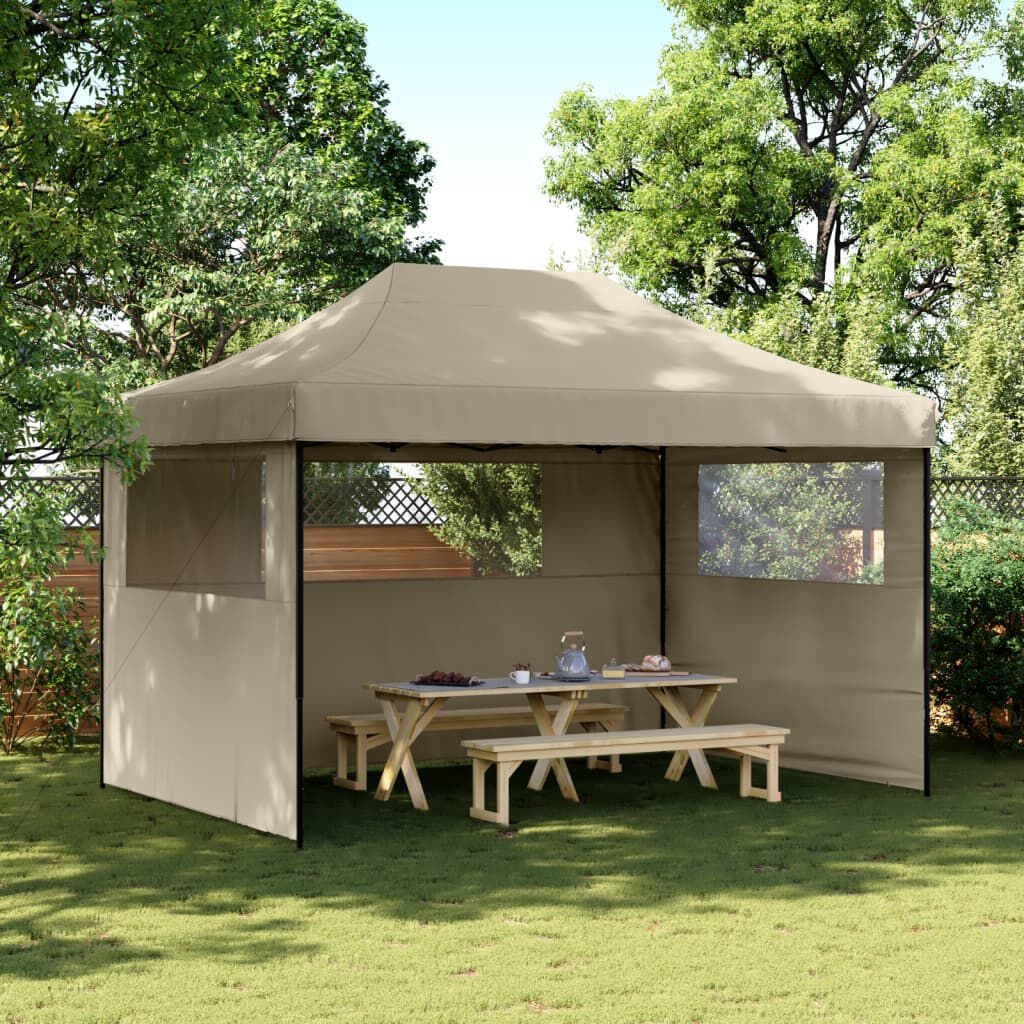 vidaXL Partytent Inklapbaar Taupe m. Zijwanden -35%