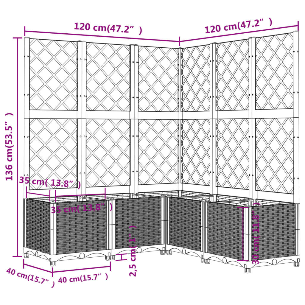 Plantenbak met Latwerk 120cm Lichtgrijs - 35% Korting!